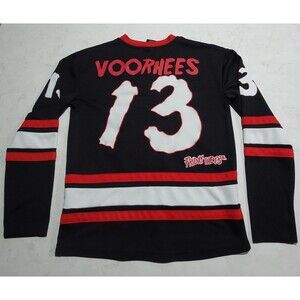 Friday The 13th Jason Voorhees Bloody Hockey Jersey Black Red White EUC Horror